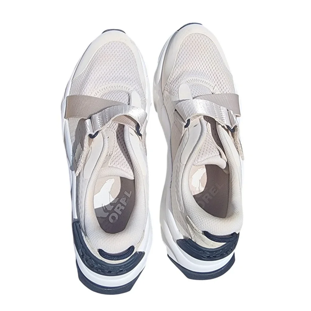 Sorel Kinetic Impact Strap Cream Black Scalloped Sole Sneakers Shoes